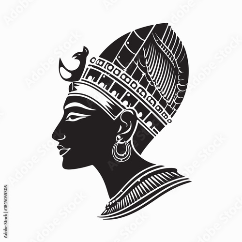 Egyptian Cleopatra Logo Concept Black and White Vector 