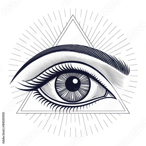 Vision symbol eye one line minimalist vector