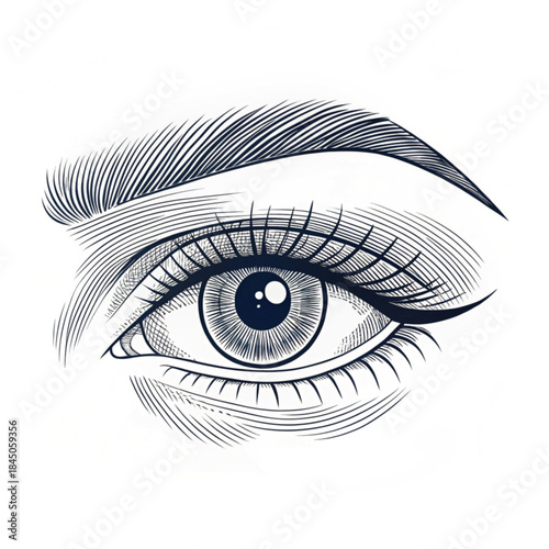 Eye graphic continuous one line art illustration
