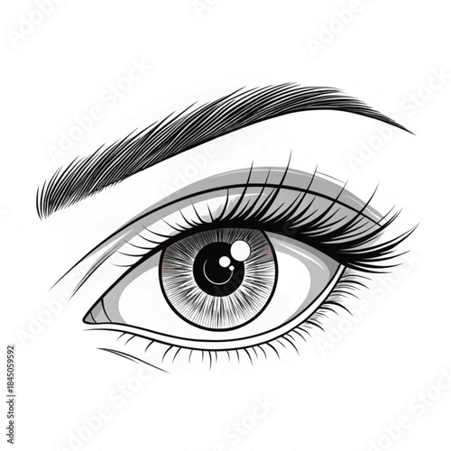 Minimal eye drawing, continuous one line vector
