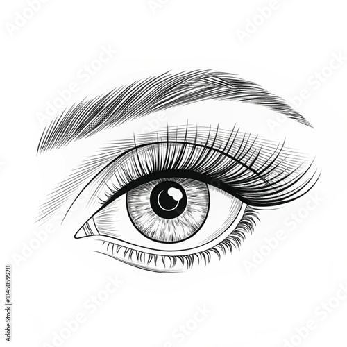 Human vision eye one line art clean vector