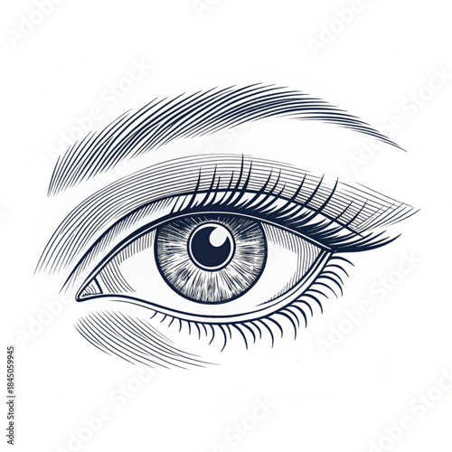 Line art eye icon minimalist, continuous one line