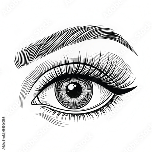 Minimal eye icon one line art, clean vector illustration