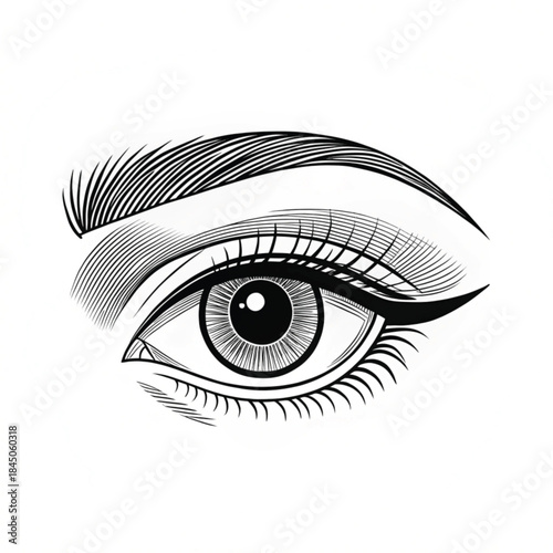 Eye symbol one line art isolated minimalist vector