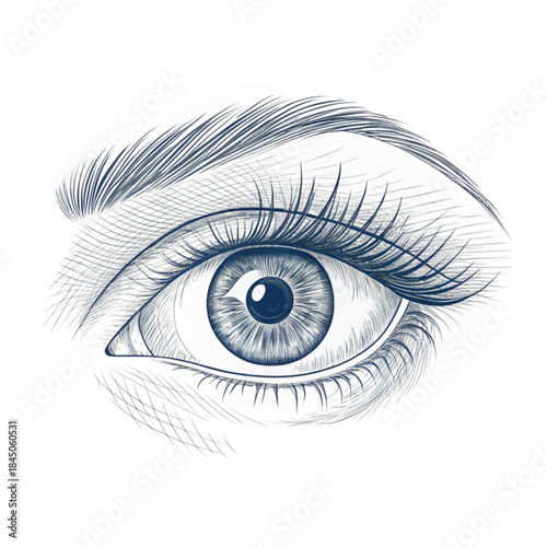Abstract eye icon, continuous one line drawing illustration