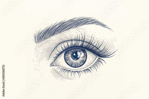 Eye one line art icon minimalist outline vector illustration