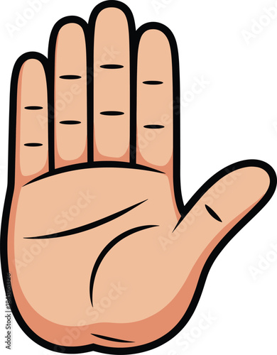 Cartoon hand raised in stop gesture open