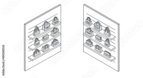 Chic handbag collection displayed elegantly on boutique shelves, showing modern style and design, perfect for fashion blog or luxury brand advertising campaign