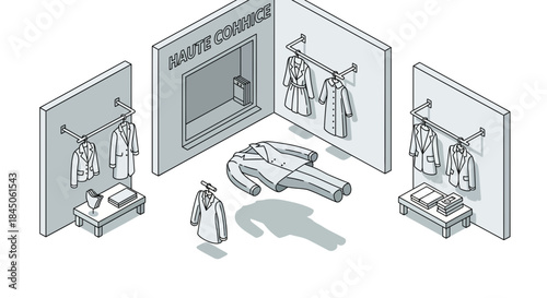 Explore the world of haute couture with this modern showroom design, perfect for fashion brands, retail concepts, and stylish interior design projects