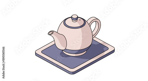 Delicate teapot illustration on square tray conveys warmth and relaxation, perfect for promoting cafes, tea brands, and cozy lifestyle content