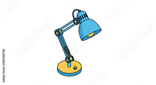 Stylish blue desk lamp casting warm light for study and work, perfect for home office or creative space decor lighting design and bright ideas concept