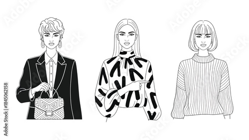 Elegant Fashion Illustration of Women with Accessories