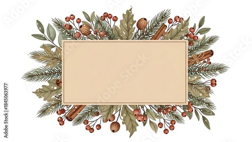 Christmas botanical frame illustration