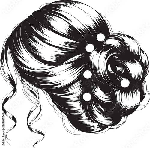 Classic Bun Hairstyle Illustration for Bridal and Formal Looks.