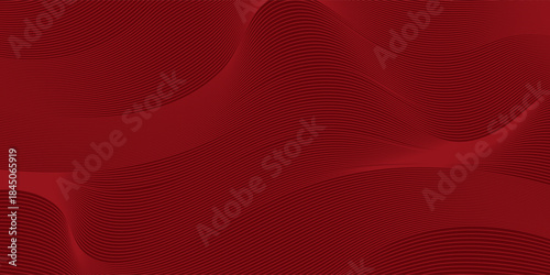 Abstract red background with glowing curve lines. Modern shiny red gradient geometric circle lines pattern. Futuristic concept. Suit for banner, brochure, poster, presentation