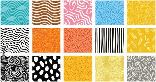 Abstract pattern tiles, colorful texture design, modern art backgrounds, vibrant square motifs, textile inspiration, graphic surface, seamless decorative elements, trendy visuals