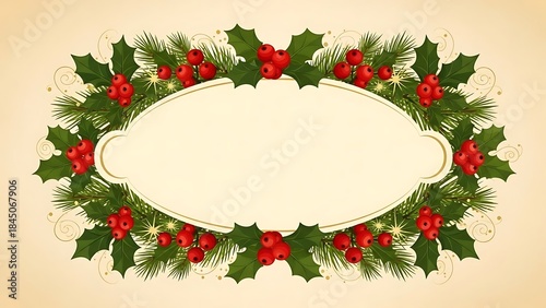 A classic Christmas greeting card with a warm cream background