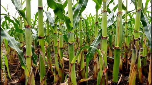 Lush Green Cornfield Thriving Under a Bright Sky.