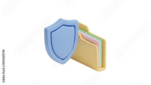 Protected file folder with shield symbol on black background