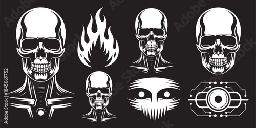 Skull and Fire Icons Representing Danger Toxicity and Risk.