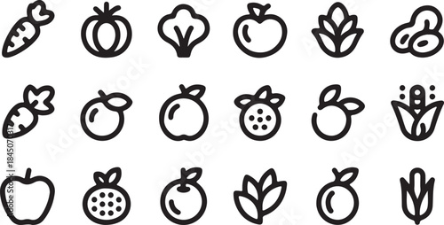 Minimal Fruit Outline Icons Pattern for Healthy Food Design.