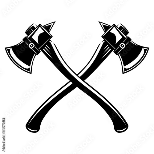 Crossed Woodcutting Axes Vector Illustration for Lumberjack or Forestry Service Emblems and Logos.