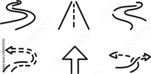 Set of Arrows and Directional Icons for Navigation and Road Signs.