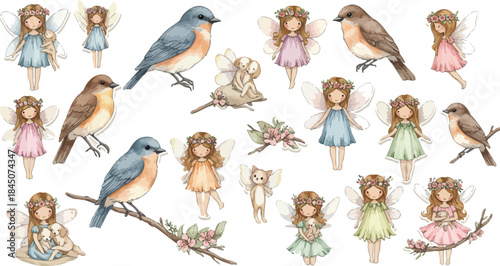 Enchanted fairies and birds