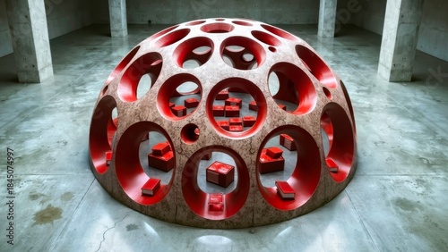 Hollow spherical installation art exhibition area