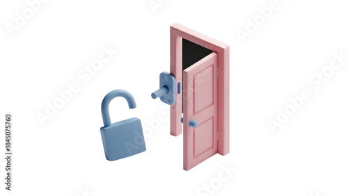 Unlocking new opportunities with open door and padlock