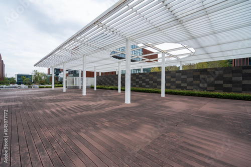 Modern Office Building Entrance with Glass Facade