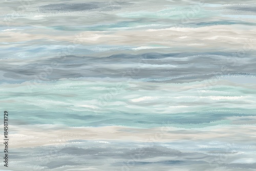Title:

Seamless horizontal watercolor brushstroke pattern in seafoam green sky blue slate gray ivory for wall mural, packaging design, fabric print, branding background, digital mockup

