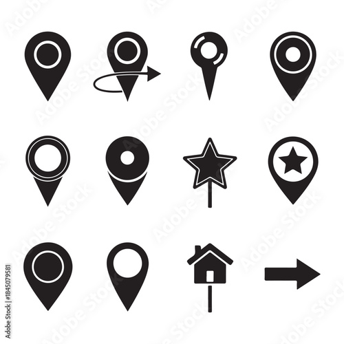 Map pin location icon set