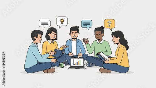 Diverse Team Collaborating on Business Strategy and Data Analysis in a Modern Meeting Setting, Fostering Innovation and Idea Generation