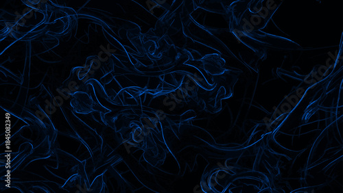 Dark Abstract Blue Smoke Texture: Deep Black Background with Glowing Electric Wisps & Flowing Vapor for Sci-Fi, Fantasy & Cinematic Tech Design