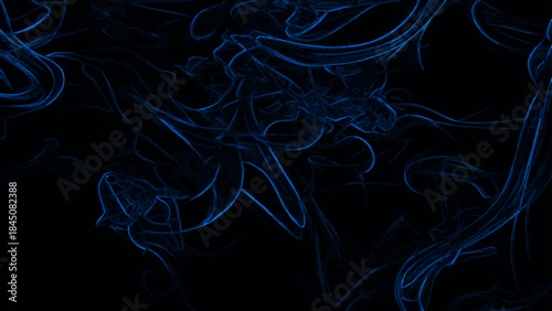 Dark Abstract Blue Smoke Texture: Deep Black Background with Glowing Electric Wisps & Flowing Vapor for Sci-Fi, Fantasy & Cinematic Tech Design