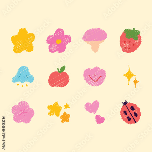 Cute Kawaii Doodle Elements