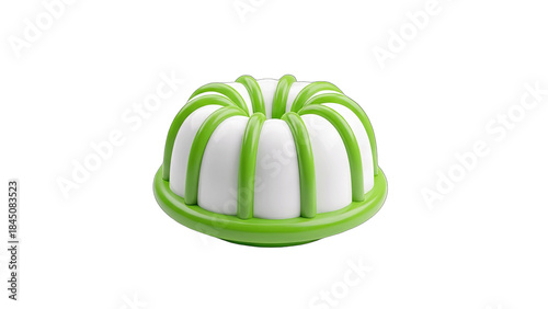Green and White Bundt Cake on White Background