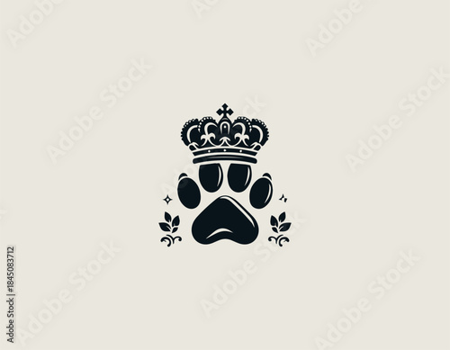 Royal paw emblem symbolizing noble animal strength in refined bold black vector logo illustration