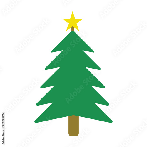 Illustration of a simple Christmas tree with a star on top