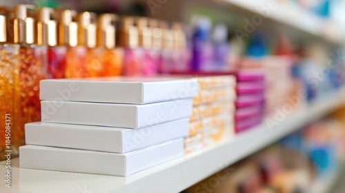 Wallpaper Mural Display of beauty products on shelves in a store during the day Torontodigital.ca