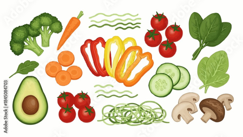 Assortment of Fresh Vegetables and Fruits for Healthy Eating.
