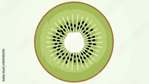 Slice of kiwi fruit showing its distinctive pattern.