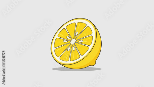 A vibrant half lemon illustration with detailed segments and a clean background.