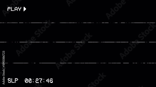 Retro VHS Playback Overlay with Distorted Signal Glitch Effect and White Noise Static Texture, Analog Video Tape Damage Loop Background 4k video animation seamless loop