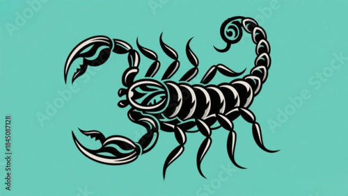 Isolated black scorpion vector illustration featuring a sharp stinger tail and claws on a white background as a poisonous arachnid symbol for a wildlife tattoo or nature sign