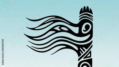 Vintage tribal tattoo design of an eagle bird silhouette featuring elegant vector curves and floral ornament patterns inspired by nature