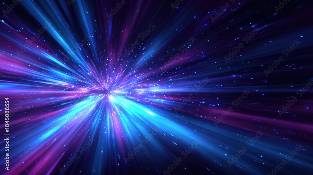 Naklejka premium Abstract Hyperdrive Speed Motion Background with Light Rays and Streaks of Neon Colors