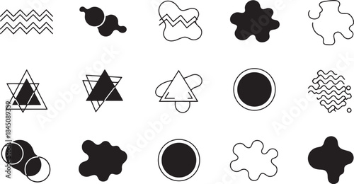 Retro 80s 90s Monochromatic Geometry Graphic Set