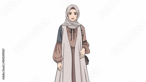 Beautiful Muslim Woman in Modest Fashion and Hijab.